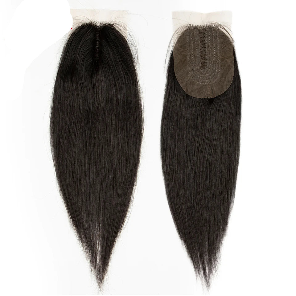 Brazilian Straight Human Hair Bundles with 2x4 Lace Closure | 3 Bundles & Closure Set Luxegan