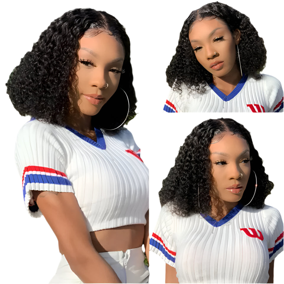 Kinky Curly Bob Wig | 13x4 Lace Front | Glueless | Wet & Wavy | Remy Human Hair