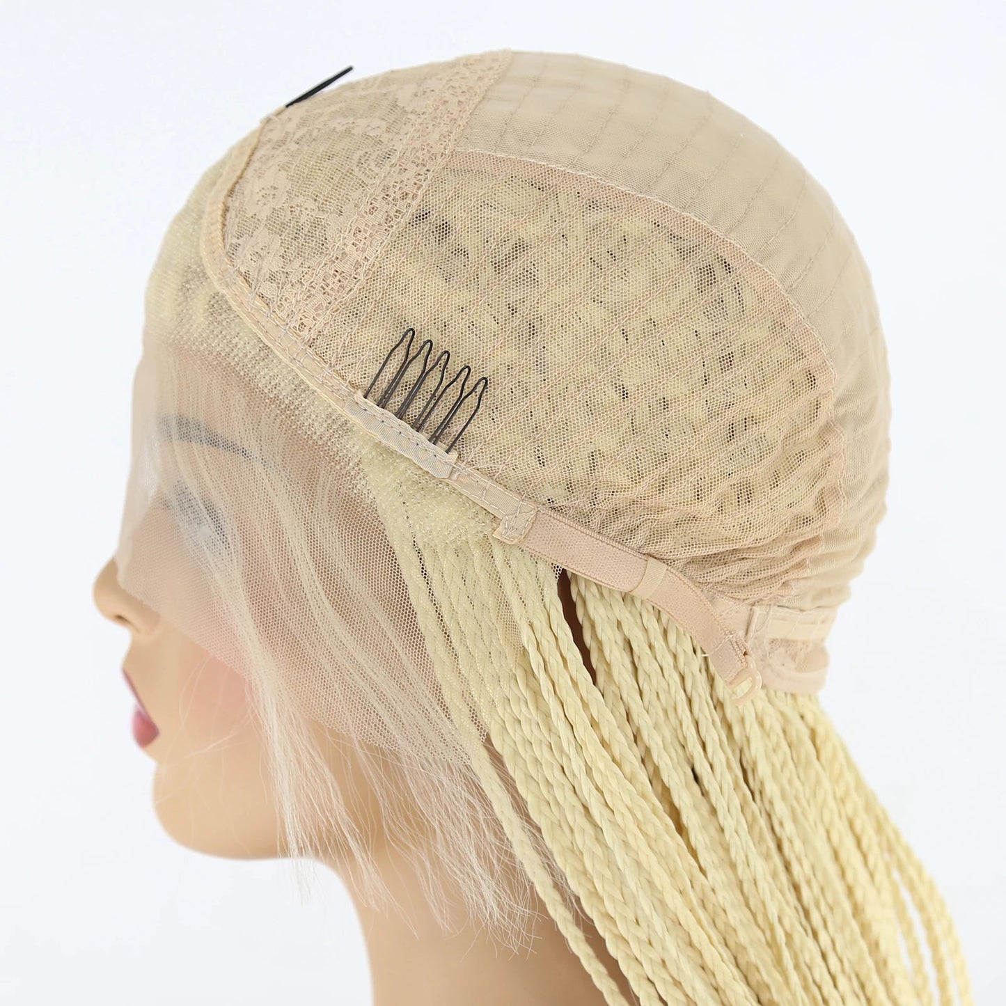 613 Blonde Box Braids Wig | Long Synthetic Lace Front | Heat Resistant | Black Women Luxegan