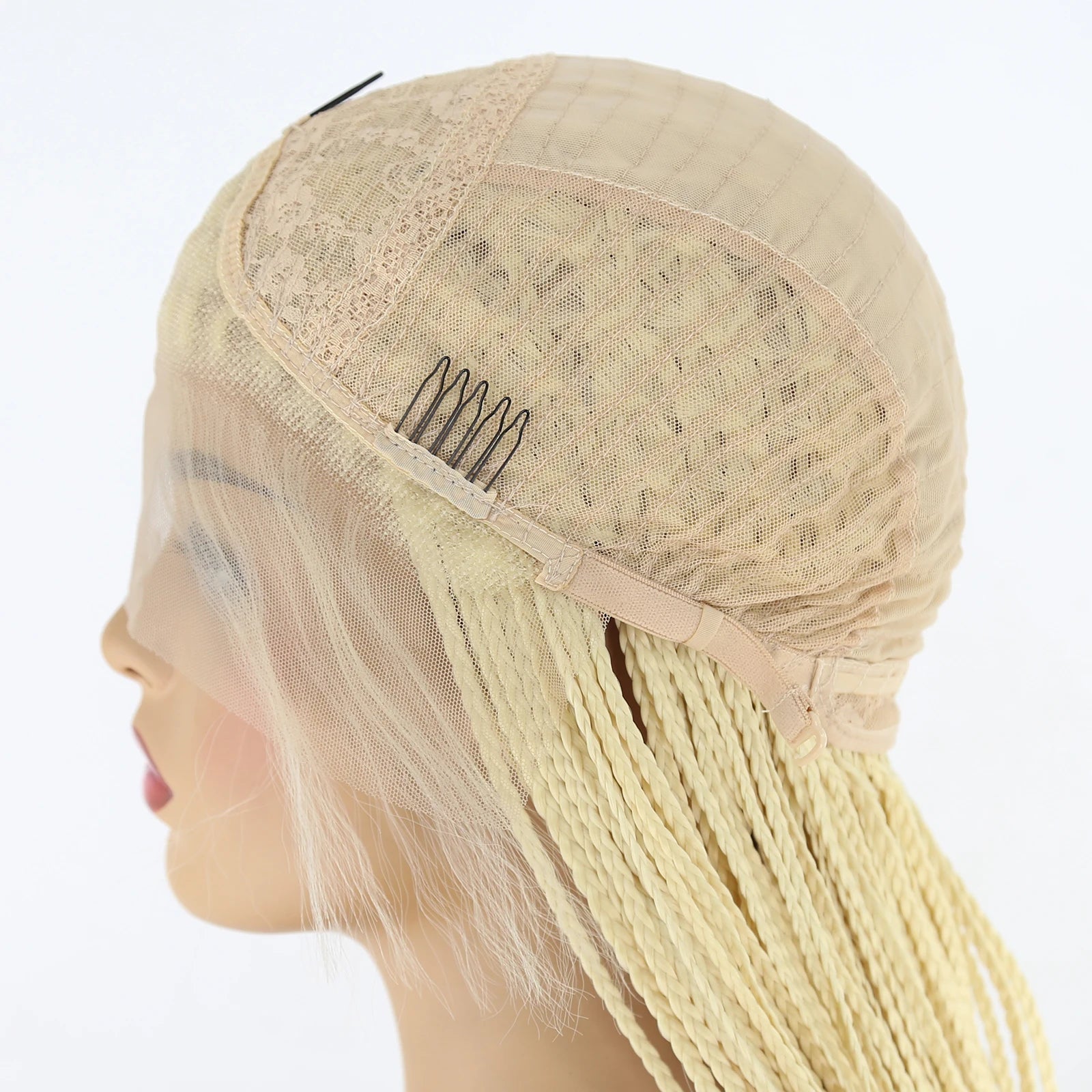 613 Blonde Box Braids Wig | Long Synthetic Lace Front | Heat Resistant | Black Women Luxegan
