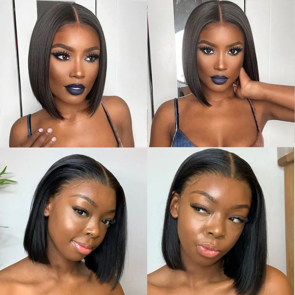 Wear And Go Glueless Bob Wigs 13x4 Bone Straight Lace Front Human Hair Wigs for Women Brazilian Transparent Lace Frontal Wigs