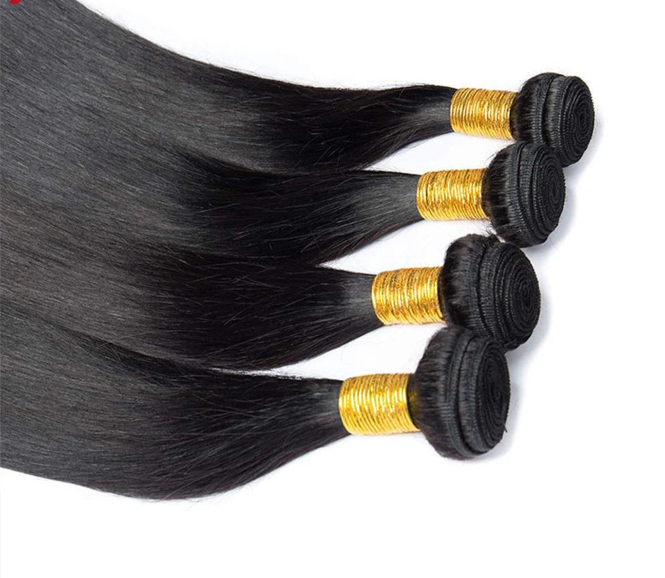 Brazilian Bone Straight Human Hair Bundles | Remy Weave Extensions (1/3/4 Pcs) Luxegan