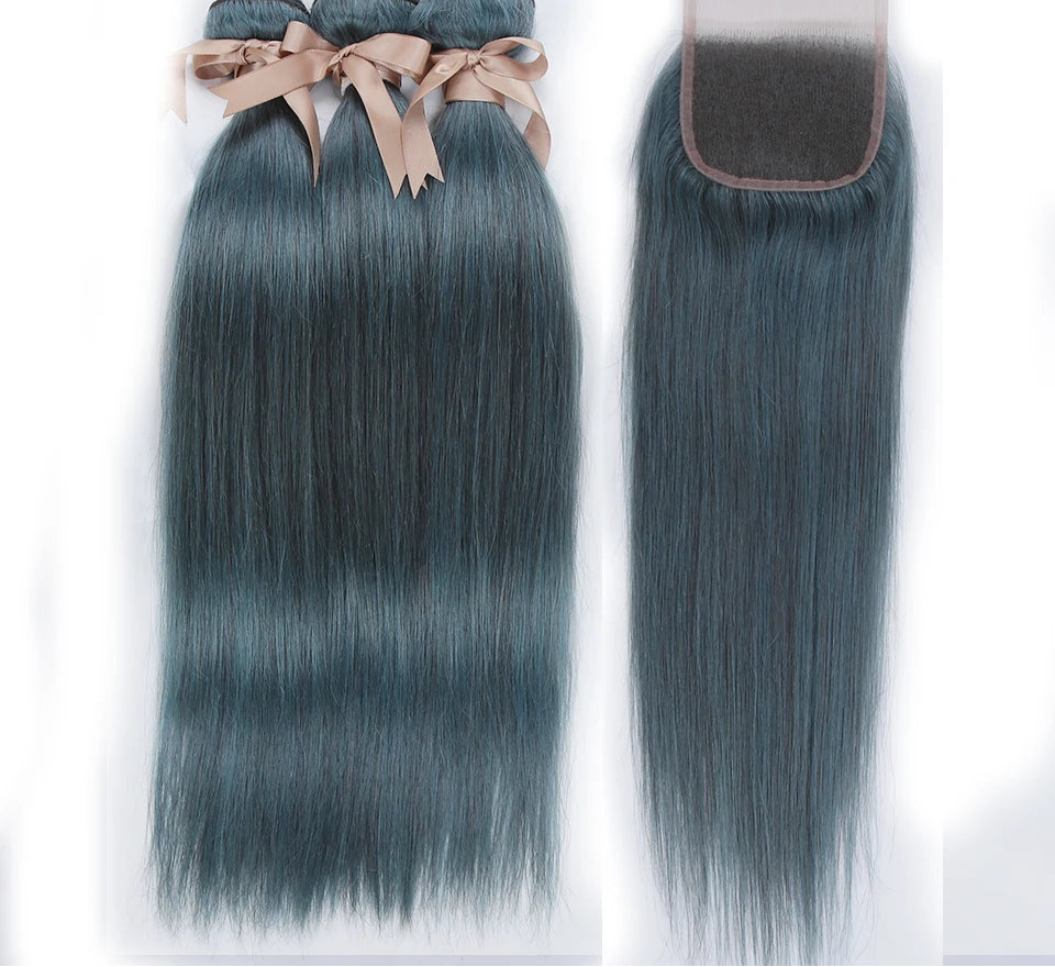 Straight Bundles with Closure | 3 Pcs Brazilian Remy Human Hair Weave Luxegan