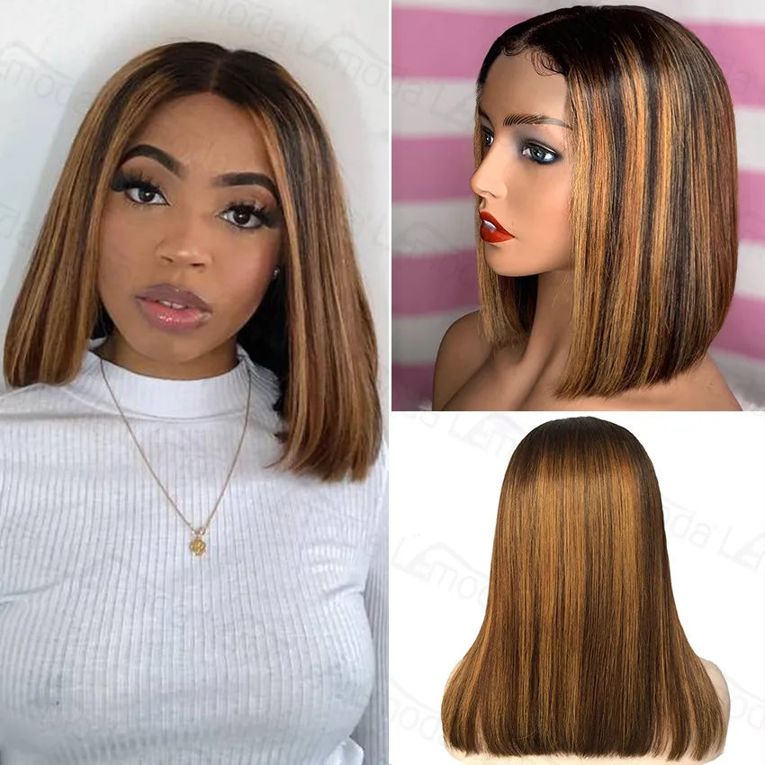 Highlight Ombre Bob Wig | 13x4 Lace Front Human Hair with Baby Hair Luxegan