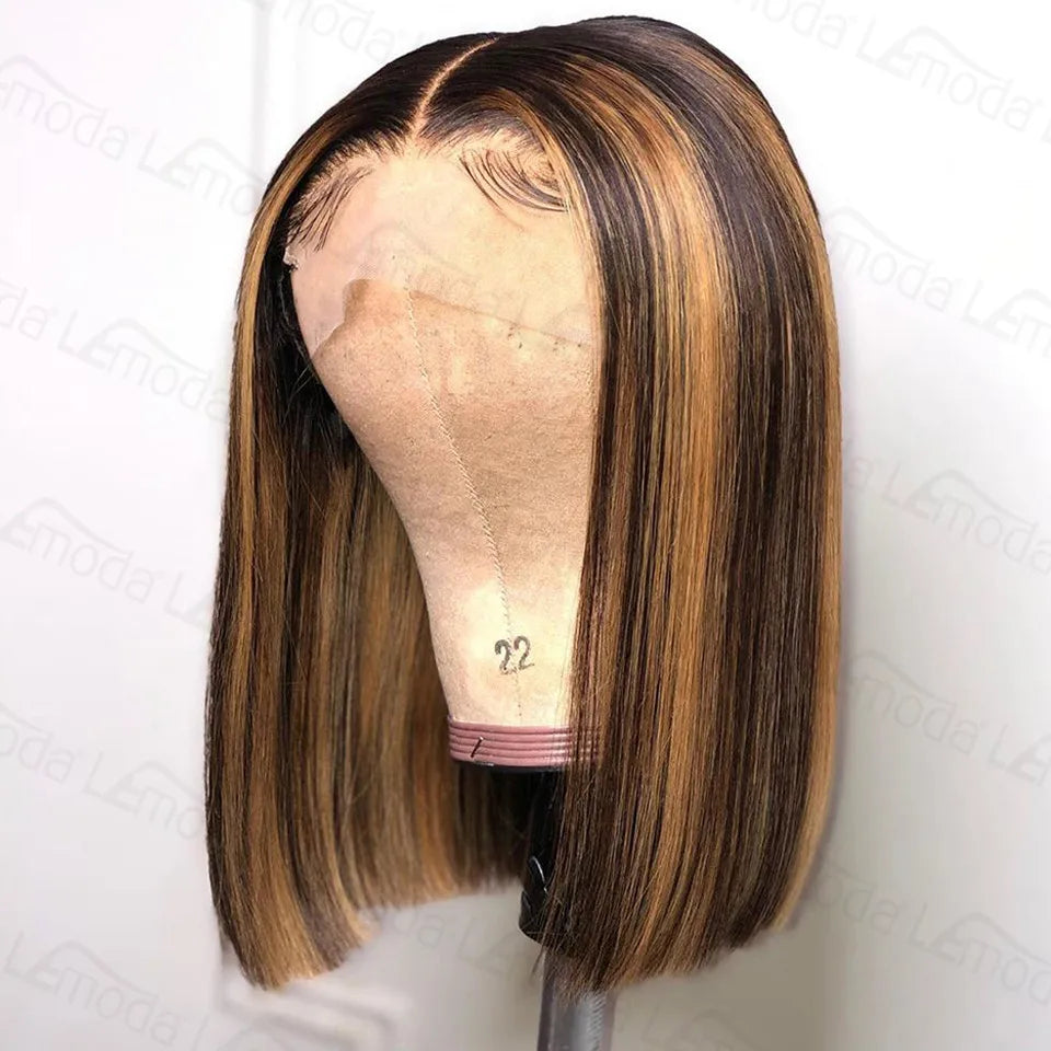 Highlight Ombre Bob Wig | 13x4 Lace Front Human Hair with Baby Hair Luxegan