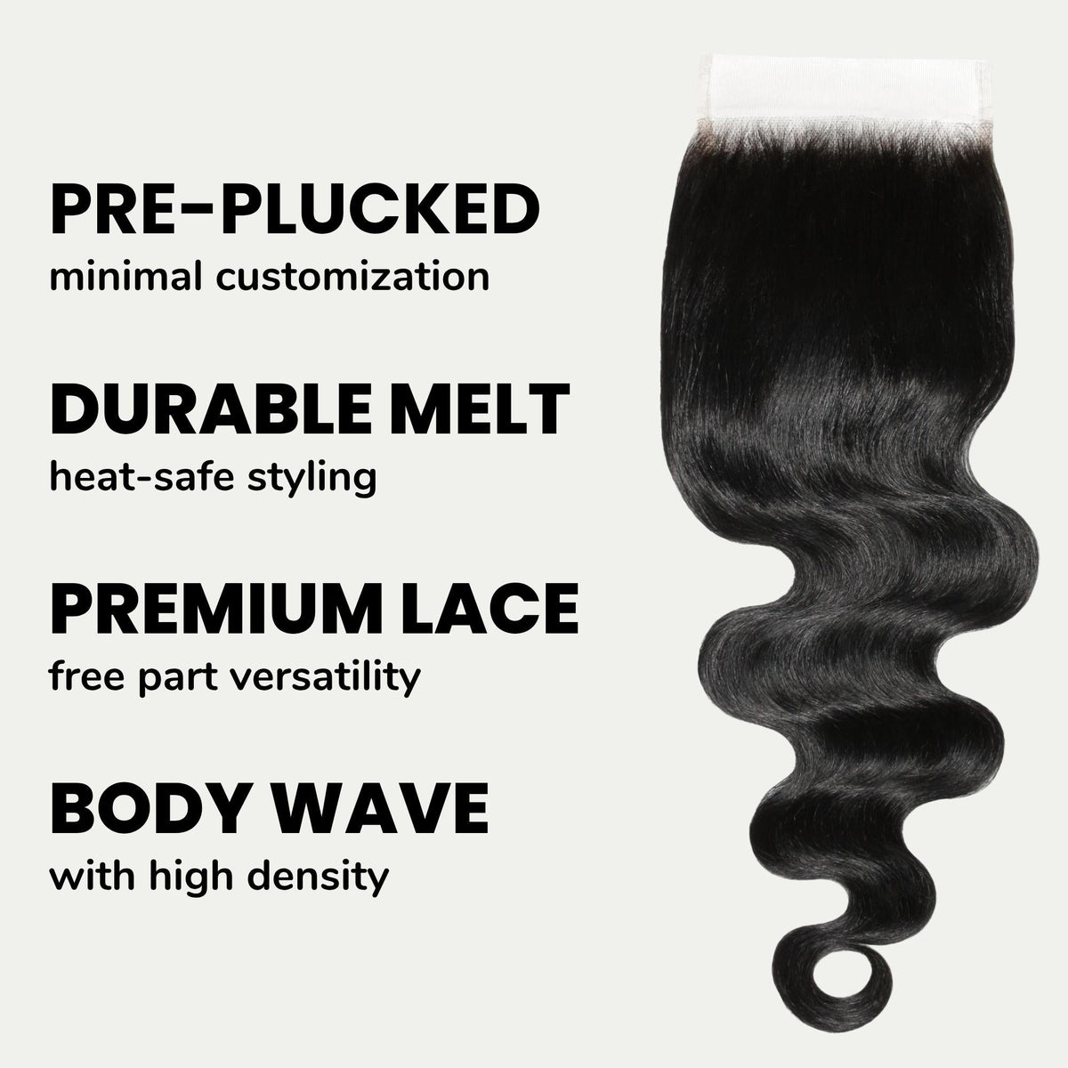 Jet Black Body Wave 5x5 HD Lace Human Hair Closure Luxegan