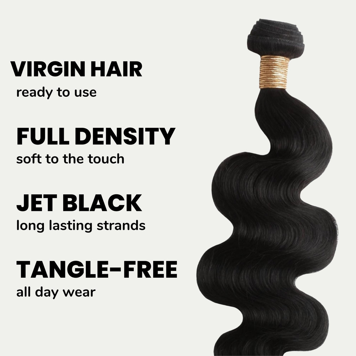 Jet Black Body Wave 100% Human Hair Bundles Luxegan