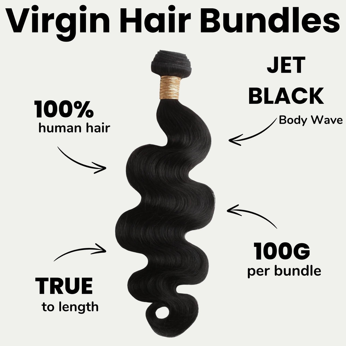 Jet Black Body Wave 100% Human Hair Bundles Luxegan