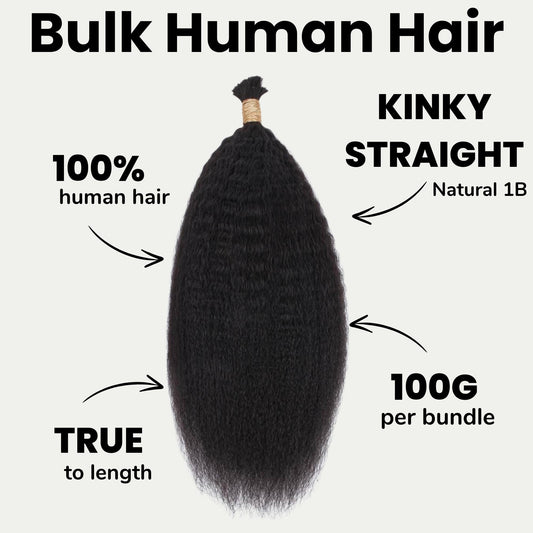 Cabello 100% Humano para Trenzas Rizadas Liso a Granel
