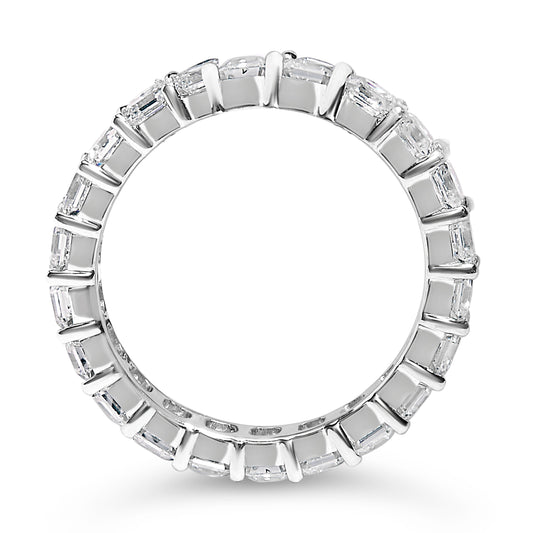Anillo de banda de eternidad con diamantes cultivados en laboratorio de corte Asscher de 2 1/3 Cttw de oro blanco de 14K (color E-F, claridad VS1-VS2) - Talla 5.5