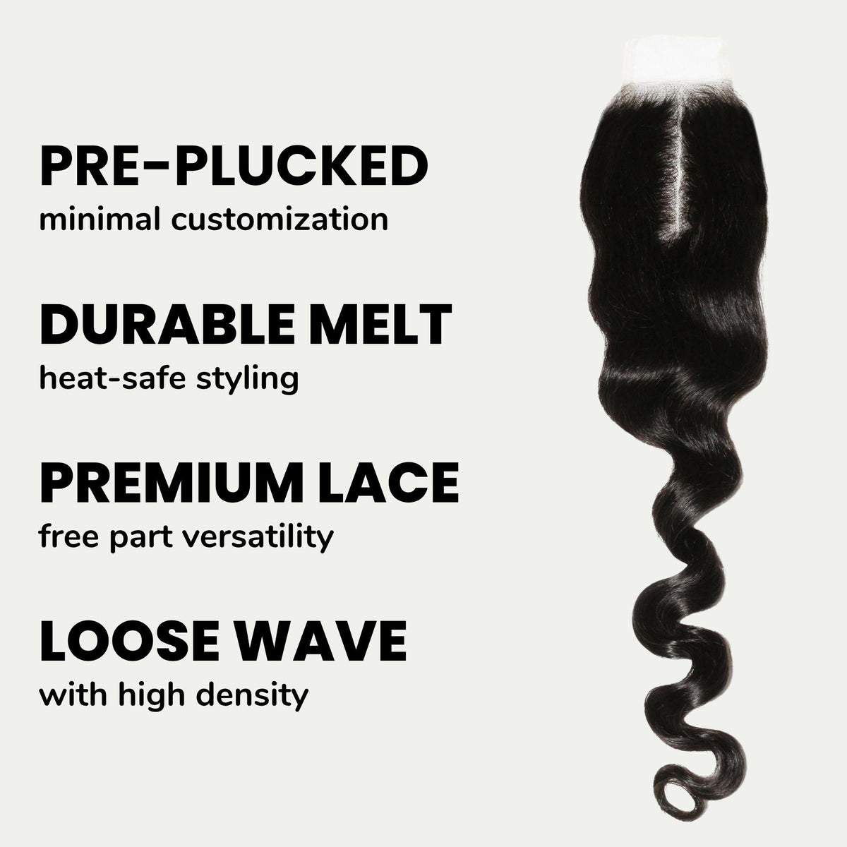 Loose Wave 2x6 Transparent Lace Human Hair Closure Luxegan