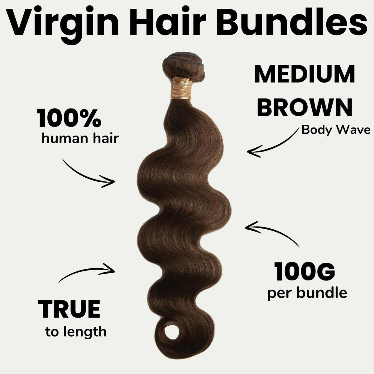 Medium Brown Body Wave 100% Human Hair Bundles