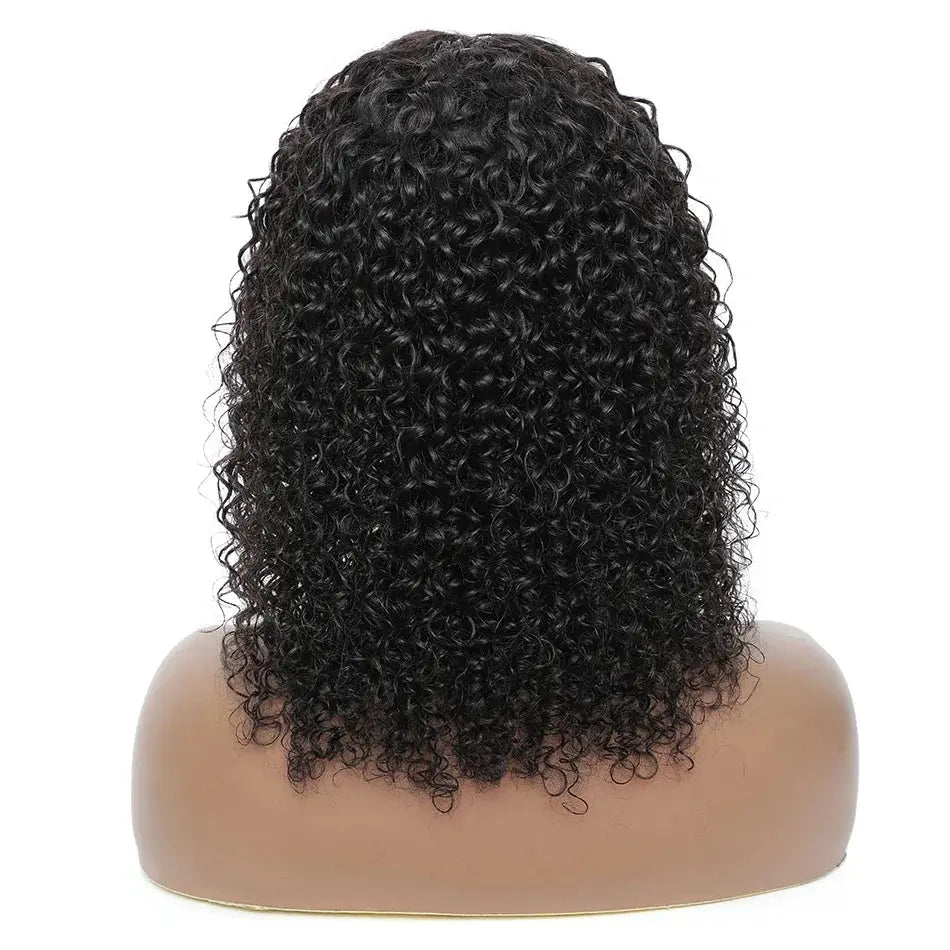 Natural Jerry Curly With Bangs | Brazilian | Human Hair Wigs | Short Bob Wigs Luxegan