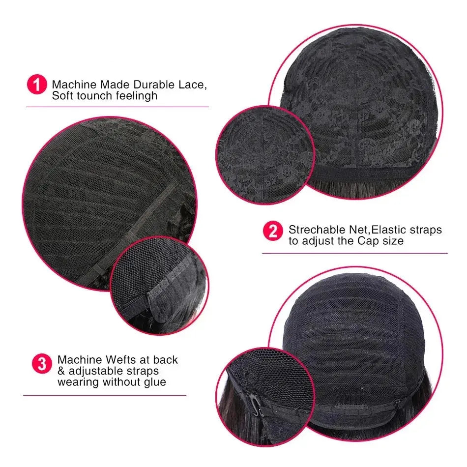 Natural Jerry Curly With Bangs | Brazilian | Human Hair Wigs | Short Bob Wigs Luxegan