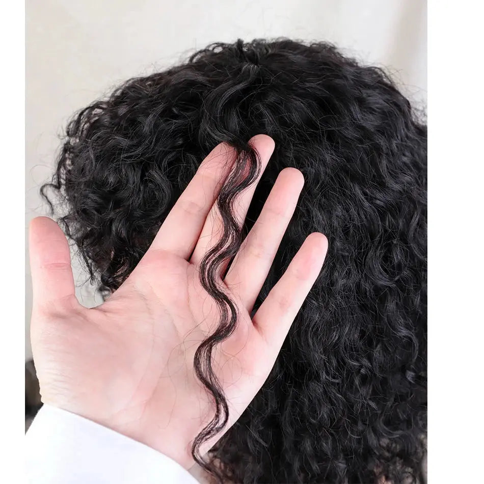 Natural Jerry Curly With Bangs | Brazilian | Human Hair Wigs | Short Bob Wigs Luxegan