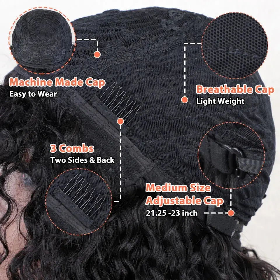 Natural Jerry Curly With Bangs | Brazilian | Human Hair Wigs | Short Bob Wigs Luxegan