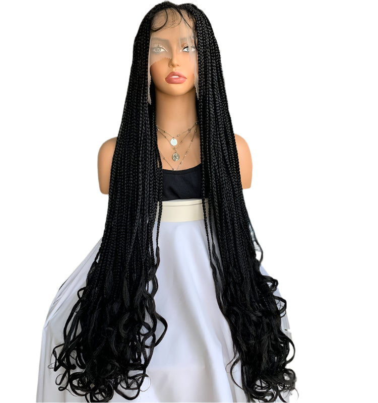 36" Box Braids Wave Full Lace Wig | African Dreadlocks Style Luxegan