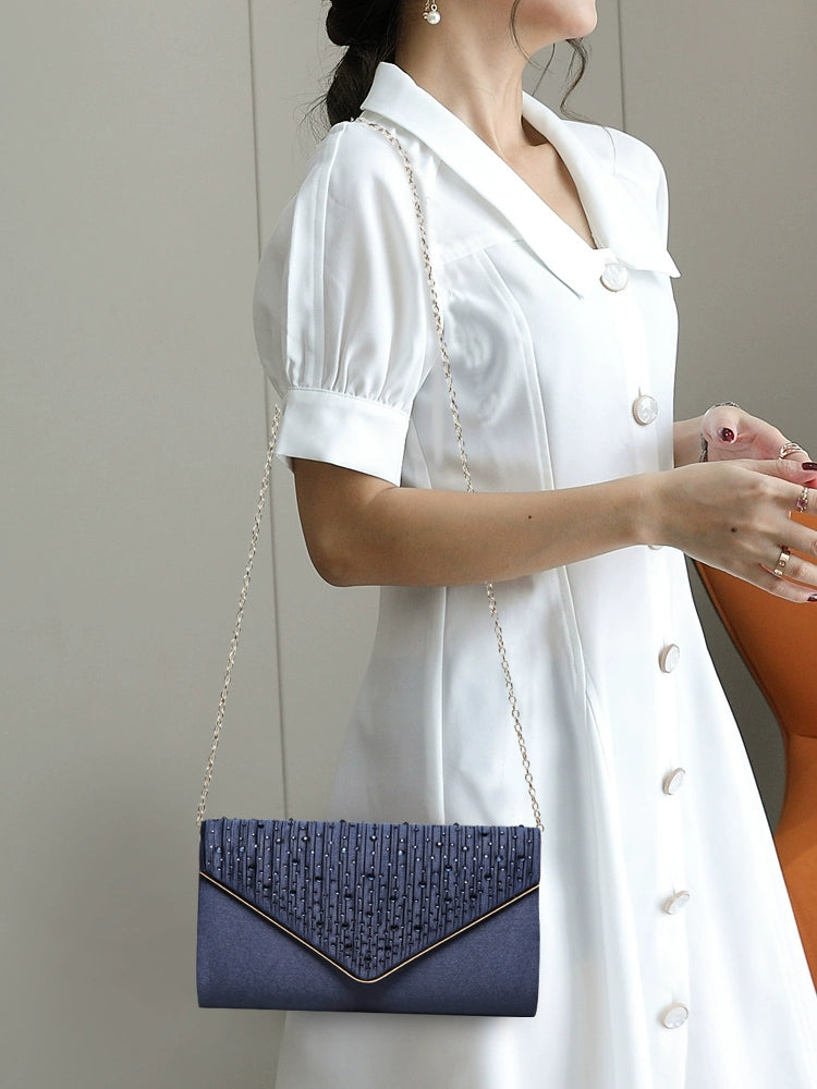 Velvet Diamond Envelope Clutch | Cheongsam Dinner Bag with Single Shoulder Sling Luxegan