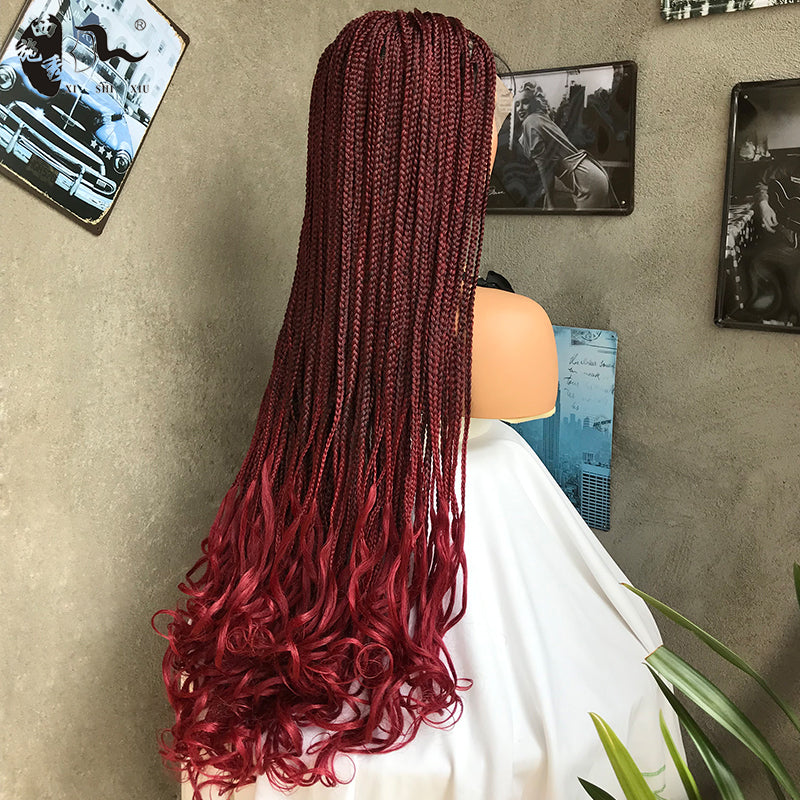 Long Curly Goddess Faux Locs Lace Wig | Three-Strand Braids Luxegan