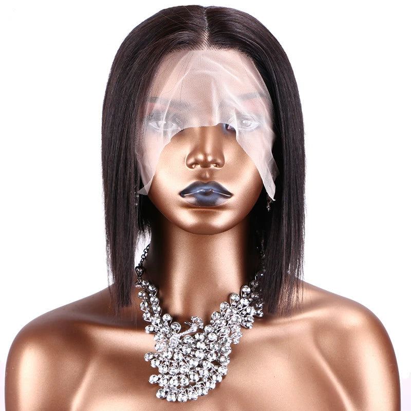 Sweet & Cute Brazilian Straight Bob Wig - Human Hair - Lace Front - Short & Fluffy