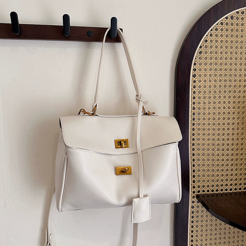 PU Shoulder Underarm Bag | Soft Contrast Color Messenger Bag Luxegan