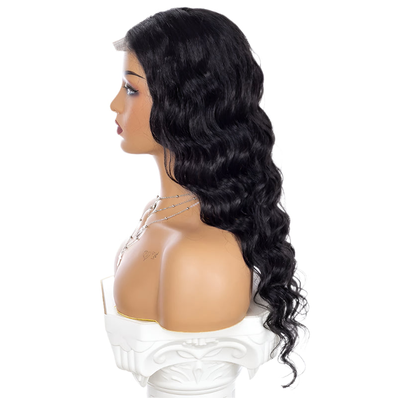 Long Curly U Part Lace Wig - 90% Human Hair Blend - Loose Wave African Wig - Sweet & Cute Style