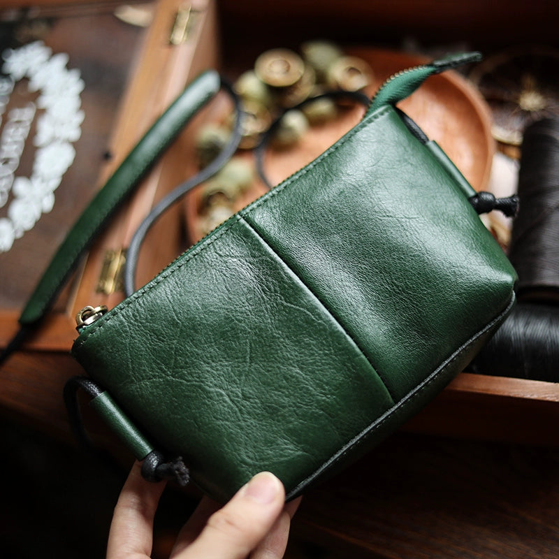 Genuine Leather Retro Portable Phone Bag | New Top Layer Cowhide Crossbody for Women (Pure Color) Luxegan
