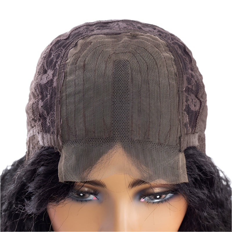 Long Curly U Part Lace Wig - 90% Human Hair Blend - Loose Wave African Wig - Sweet & Cute Style