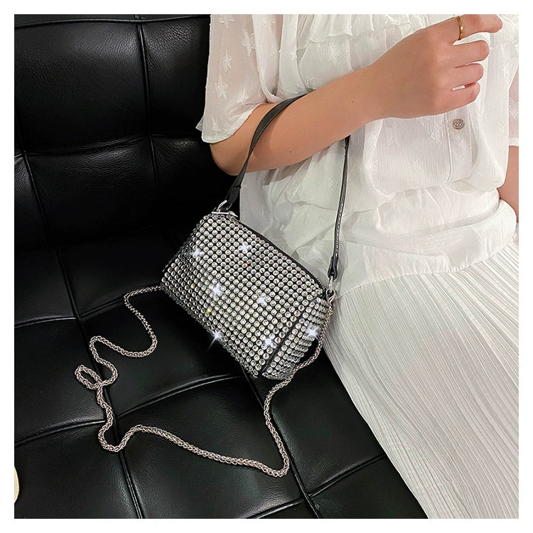 New Arrival Trendy Rhinestone Small Square Bag | Full Diamond Underarm Bag & Diamond-Embedded Women's Shoulder Crossbody Small Handbag Luxegan
