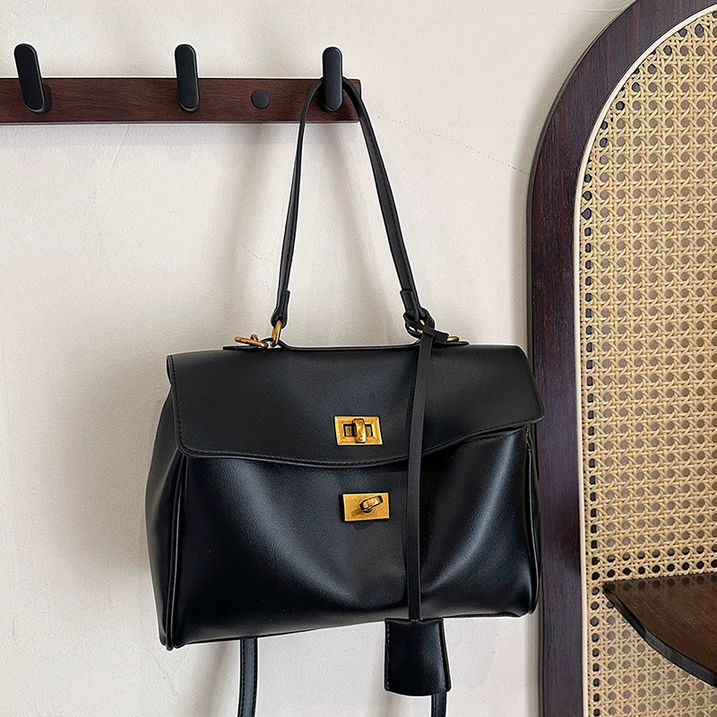 PU Shoulder Underarm Bag | Soft Contrast Color Messenger Bag Luxegan
