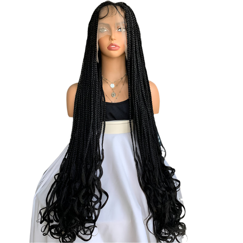 36" Box Braids Wave Full Lace Wig | African Dreadlocks Style Luxegan