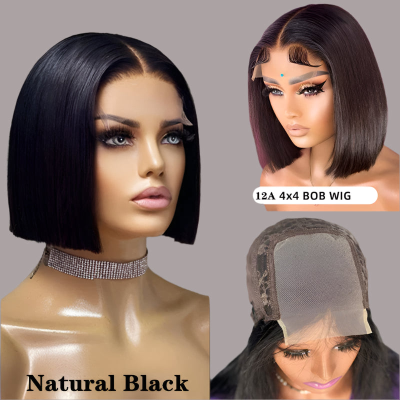 Sweet & Cute Brazilian Straight Bob Wig - Human Hair - Lace Front - Short & Fluffy