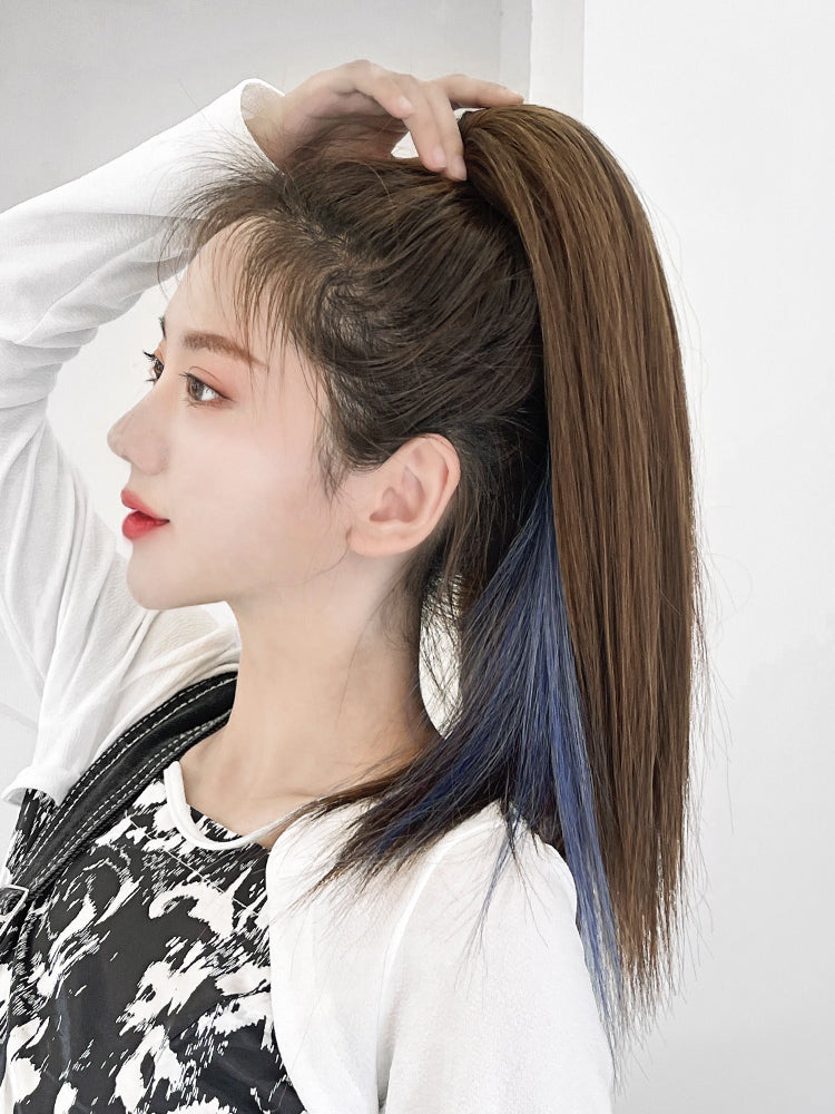 Seamless Red High Ponytail Braid | Mid-Length Synthetic Hair Extension Luxegan