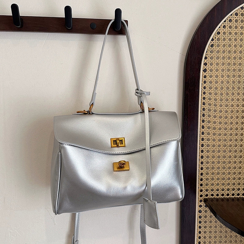 PU Shoulder Underarm Bag | Soft Contrast Color Messenger Bag Luxegan