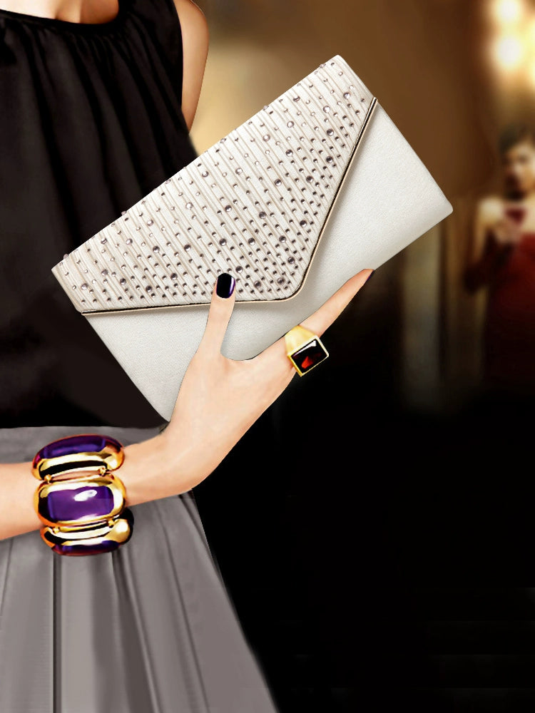 Velvet Diamond Envelope Clutch | Cheongsam Dinner Bag with Single Shoulder Sling Luxegan