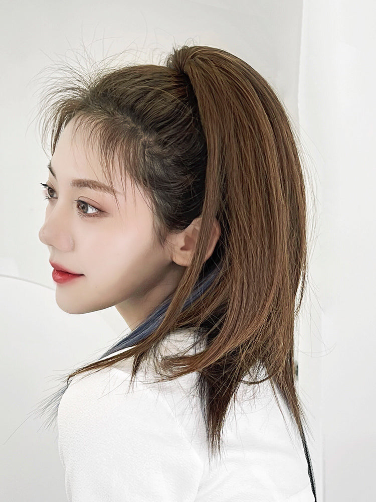 Seamless Red High Ponytail Braid | Mid-Length Synthetic Hair Extension Luxegan