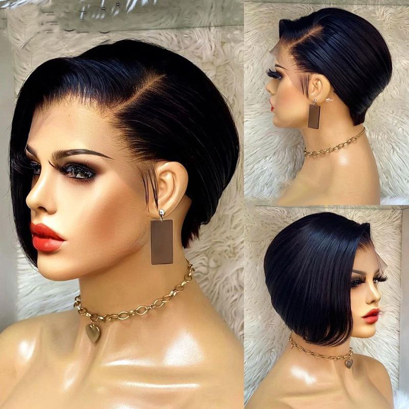 Transparent Lace Front Short Human Hair Bob Wig | Real Human Hair Bobo Headgear for Women (Business/OL Style) Luxegan