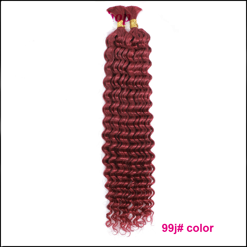 10A Colored Deep Wave Human Hair Bulk for Braiding - No Weft - Real Hair Silk