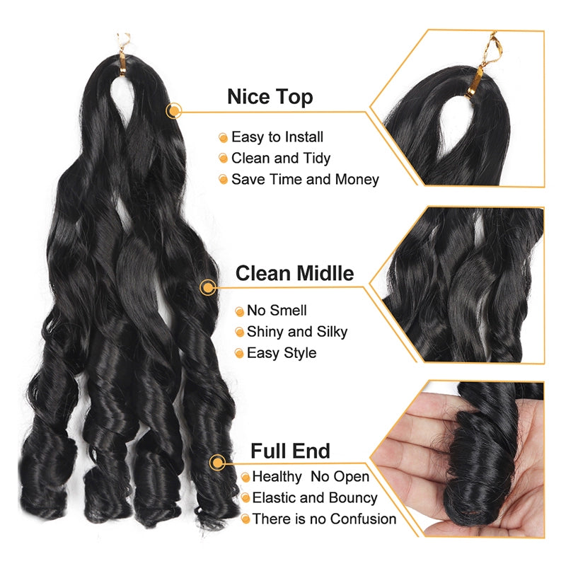 55cm Spiral Curly Braid Crochet Hair - French Curl Loose Wave Wig - Heat Resistant Synthetic Hair