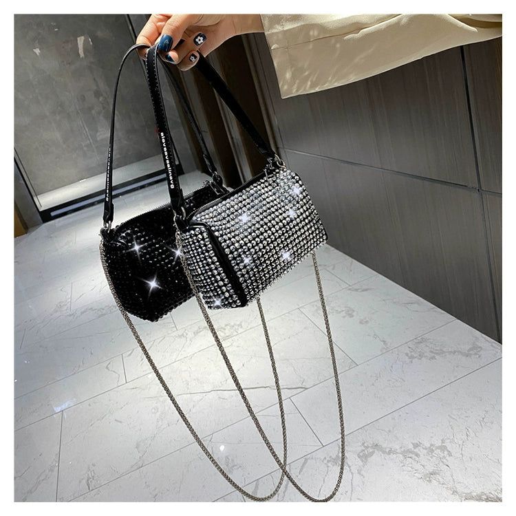 New Arrival Trendy Rhinestone Small Square Bag | Full Diamond Underarm Bag & Diamond-Embedded Women's Shoulder Crossbody Small Handbag Luxegan