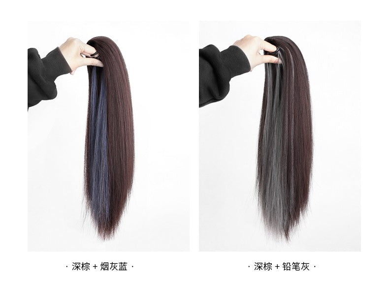 Seamless Red High Ponytail Braid | Mid-Length Synthetic Hair Extension Luxegan