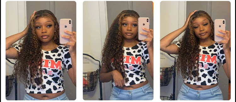 P4/27 Highlight Water Wave Human Hair Lace Front Wig - Brazilian