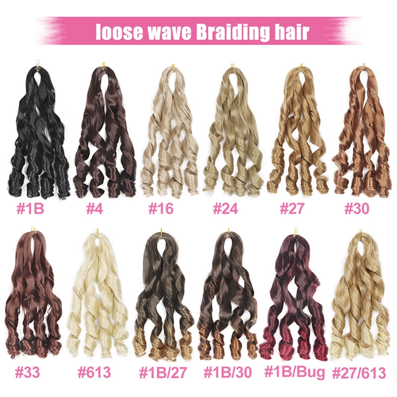 55cm Spiral Curly Braid Crochet Hair - French Curl Loose Wave Wig - Heat Resistant Synthetic Hair