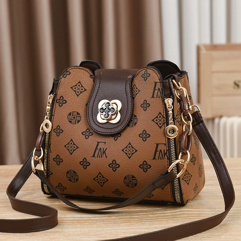 Soft Printed Korean Bucket Crossbody | Simple Small Fashion Bag Luxegan