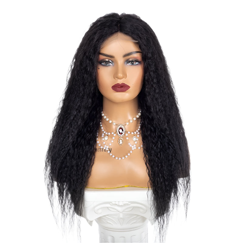 Long Curly U Part Lace Wig - 90% Human Hair Blend - Loose Wave African Wig - Sweet & Cute Style
