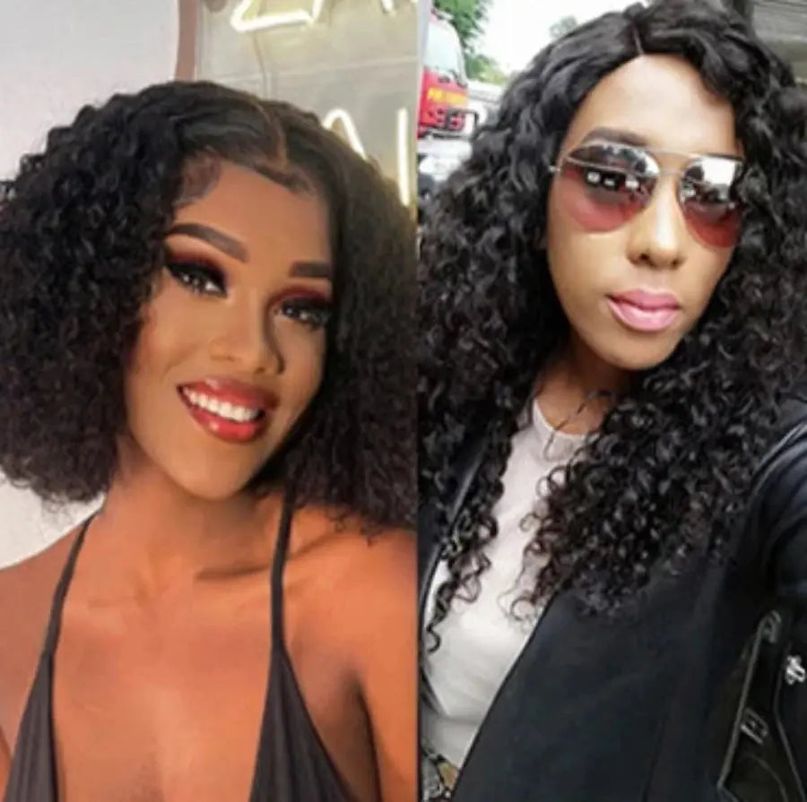 Peluca | Short Bob | Water Wave | Perruque Raw Brazilian Virgin Human Hair | 360 HD Lace Front Frontal Wigs Luxegan