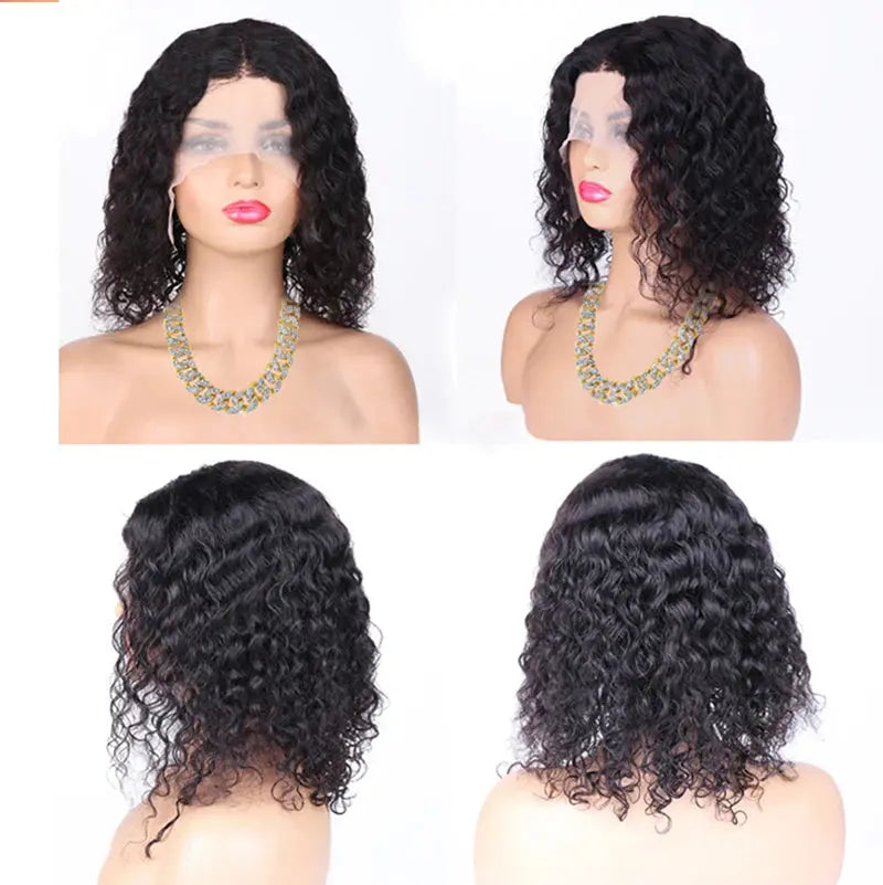 Peluca | Short Bob | Water Wave | Perruque Raw Brazilian Virgin Human Hair | 360 HD Lace Front Frontal Wigs Luxegan