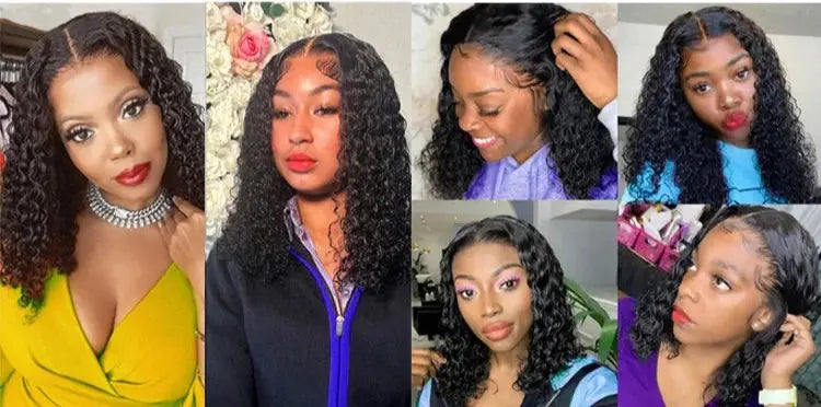 Peluca | Short Bob | Water Wave | Perruque Raw Brazilian Virgin Human Hair | 360 HD Lace Front Frontal Wigs Luxegan