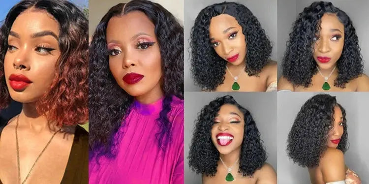 Peluca | Short Bob | Water Wave | Perruque Raw Brazilian Virgin Human Hair | 360 HD Lace Front Frontal Wigs Luxegan