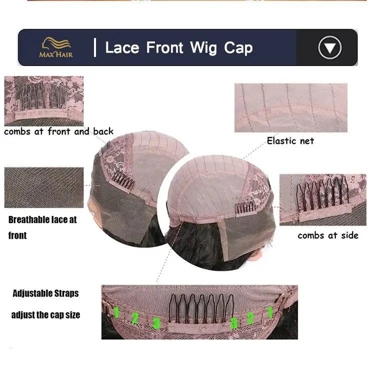 Peluca | Short Bob | Water Wave | Perruque Raw Brazilian Virgin Human Hair | 360 HD Lace Front Frontal Wigs Luxegan